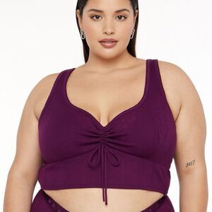 Savage X Fenty Keep It Casual Knit Sleep Tank Top 2X Purple Pointelle Longline